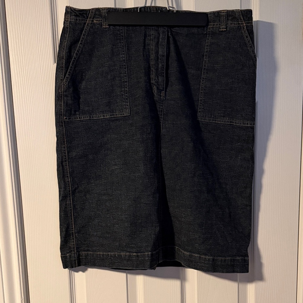 Black/Blue denim pencil skirt